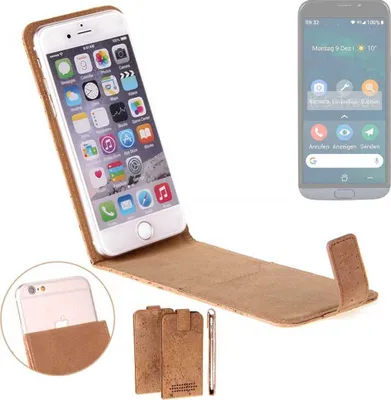 Produktbild von K-S-Trade Handyhülle kompatibel mit Doro 8050 Kork Hülle Flipstyle Case Schutzhülle Kork Case Hülle Flip cover Klapphülle Klapp, braun 1x