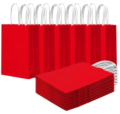 Productafbeelding van Rode cadeautasjes, 24 stuks, 15 x 8 x 21 cm, geschikt voor feestjes