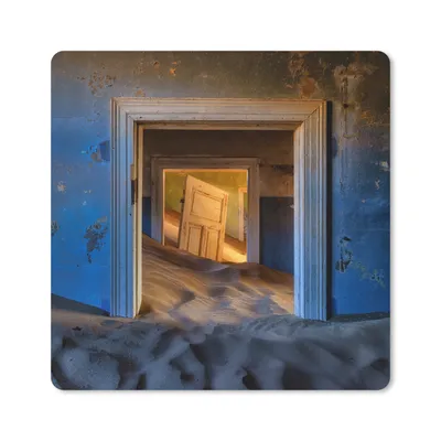 Produktbild von MuchoWow® Mauspad Mousepad Sand - Blau - Tür - Architektur 20x20 cm - Mousepads - Maus Mat - Pad - Mausunterlage - Desk Mat - Bureauartikeln