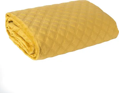 Obrázok produktu pre Prehoz na posteľ, prešívaný, moderný, zamatový Velvi 170x210cm 019 šafran, žltý