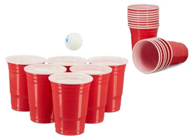 50er Set Beer Pong Becher, rot, 0,47 l, stabil