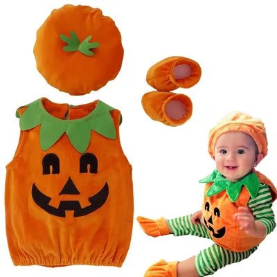 Zdjęcie produktu dla Solidchoice - Kostium na Halloween dla dzieci, dynia, z kapeluszem i butami