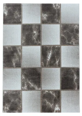 Immagine prodotto di Tappeto a pelo corto, color marrone, per soggiorno, forma rettangolare, 140x200 cm, motivo a quadri