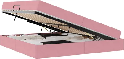 Immagine prodotto di Letto con contenitore e materasso Rosa 200 x 200 cm Velluto