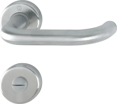 Produktbild von Hoppe Drückergarnitur Baden - Türklinke + Rosette WC, TS 42-47mm, Edelstahl matt