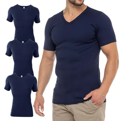 Produktbild von Celodoro Herren Business T-Shirt V-Neck (3er Pack) - Marine S
