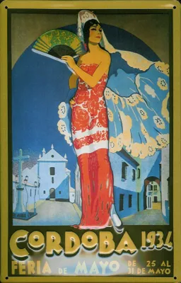 Produktbild von Blechschild Nostalgieschild Cordoba 1934 Lady Spanien