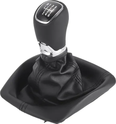 Produktbild von 6-Gang-Schaltknauf mit Abdeckung, Schaltknauf für Getriebestange für Skoda Octavia 2004-2013 Kunststoff-Kunstleder Schwarz Chrom, 1 Stück