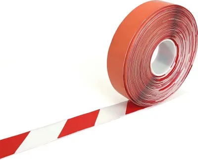 Produktbild von PermaStripe Smooth Warnband Weiß & Rot 50 mm x 30 m  x  - Weiß & Rot - Glatt - Polyvinyl chloride (PVC) - 1.3 mm - Innenbereich - 6906005000030AUA