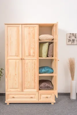 Produktbild von Kleiderschrank Holz natur 015 - Abmessung 190 x 133 x 60 cm (H x B x T)