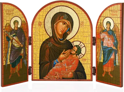 Produktbild von NKlaus Maria lactans /stillende Maria Ikone Triptychon Holz 25x16cm Christlich 13828