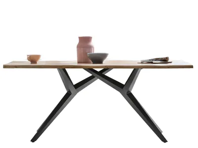 Zdjęcie produktu dla SIT Möbel stół do jadalni 180 cm w dzikim dębie | naturalny blat | antyczna czarna metalowa rama | szer. 180 x gł. 100 x wys. 73 cm | 15530-11 | seria TABLES & CO