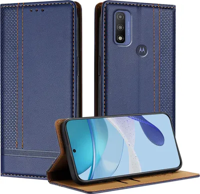 Produktbild von Handyhülle für Motorola Moto G Pure/Moto G Play (2023) Leder Flip Klappbare Schutzhülle mit Standfunktion Blau