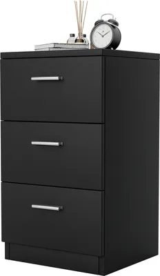 Produktbild von COSTWAY Noční stolek se 3 zásuvkami, noční stolek k posteli s pružinovou skříňkou, 38 x 35 x 67 cm, noční stolek, odkládací stolek, černý