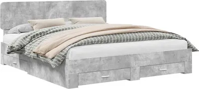 Obrázok produktu pre vidaXL Rám postele s čelom betónová sivá 200 x 200 cm materiál na báze dreva
