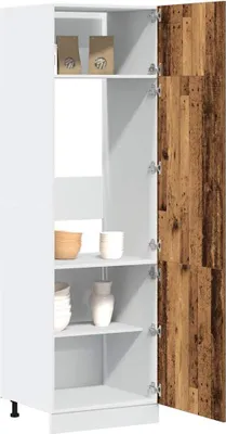 Produktbild von "2026 Promotion" Buffetschrank Küche, Kühlumbauschrank Lyon Altholz-Optik 60x57x207 cm Holzwerkstoff - Mehrzweckschrank CC31636