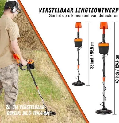 Obrázek produktu pro Detektor kovů - Detektor kovů s LCD displejem a nabíjecí baterií - Černá a oranžová barva