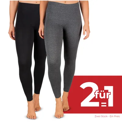 Produktbild von SES blickdichte Leggings Damen 2er Pack schwarz/anthrazit meliert (36/38) / Leggings Damen Baumwolle/Leggins Damen mit Perfekter Passform und Komfort/Leggings Set Damen für vielfältige Looks