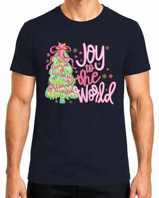 Produktbild von Joy to the World Weihnachtsbaum Pink Glitzer Geschenk Christmas Herren T-Shirt, Navy, XXL