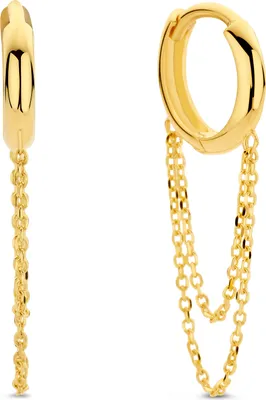 Produktbild von New Bling 9NBG-0752 Gold-Ohrringe mit Ketten - Ohrringe - Kette - 10x2mm - 25mm Länge - 14 Karat - Gold