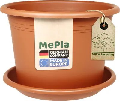 Produktbild von MePla - Set - Pflanzkübel Cylindro ø 50 + Untersetzer ø 49 - terra
