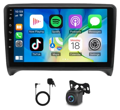 Immagine prodotto di Autoradio Android da 9 pollici, doppio DIN, con 4 GB di RAM e 64 GB di memoria, GPS, navigazione Bluetooth, FM, RDS, compatibile con CarPlay e Android Auto, per Audi TT MK2 dal 2006 al 2014