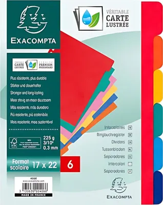 Image de EXACOMPTA 406E EXACOMPTA Karton-Register, 220 x 170 mm, 6-teilig