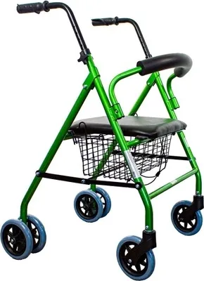 Immagine prodotto di Rollator pieghevole in alluminio con sedile e schienale verde Paterna Clinicalfy