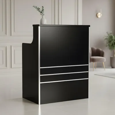 Zdjęcie produktu dla Recepcja fryzjerska lakierowana Alexa 80 cm kosmetyczna do salonu gabinetu SPA czarny