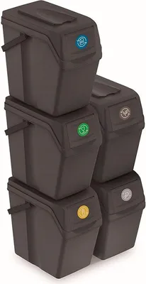 Immagine prodotto di Set di cestini per rifiuti Sortibox Set di cestini per rifiuti 5x25 litri con 5 cestini per la raccolta differenziata 125L in plastica antracite