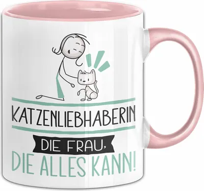 Produktbild von Katzenliebhaberin Geschenk Tasse Becher Die Frau Die Allen Kann Geschenkidee für eine Katzenliebhaberin Lustig (Rosa)