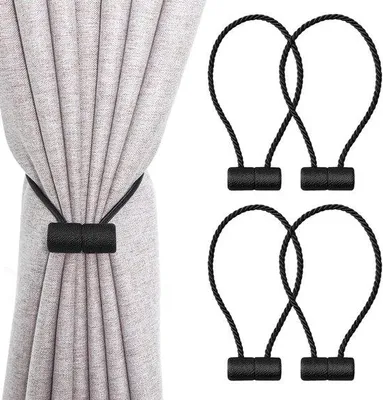 Produktbild von Famanu Magnetische Halter für Vorhänge - Set von 4 - Schwarz