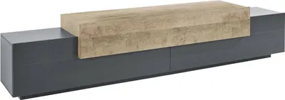 Immagine prodotto di Dmora Mobile Porta tv Tiche 45x240x52h cm Nero Antracite, Apertura a Ribalta 4 Vani  Italy