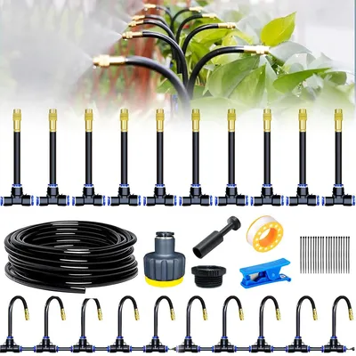 Produktbild von Automatisches Garten Tropfbewässerungssystem – 360° Rundum-Sprinkler – 15 m Schlauch für Blumen, Terrasse, Gewächshaus