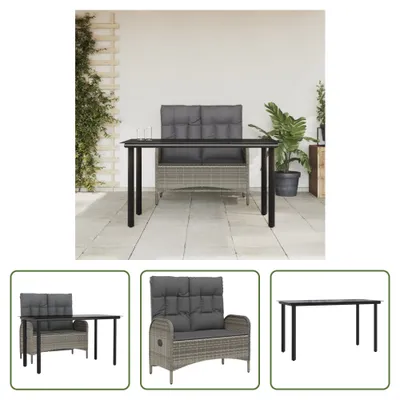 Produktbild von The Living Store 2-tlg. Garten-Essgruppe mit Kissen Grau Poly Rattan