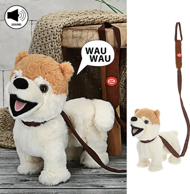Produktbild von Laufender Bello mit Leine und Sound 30x28x12cm Polyester batteriebetrieben Stofftier Hund Kuscheltier