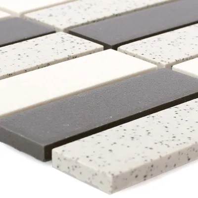 Produktbild von Keramik Mosaikfliesen Monforte Schwarz Grau Stäbchen