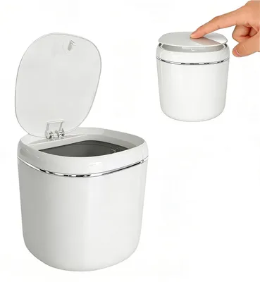 Produktbild von Tischmülleimer 2 l, weiß, mit Deckel, für Badezimmer