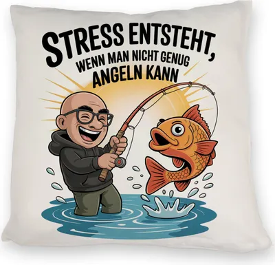 Produktbild von Fröhlicher Angler Spruch Kissen für Angelfans