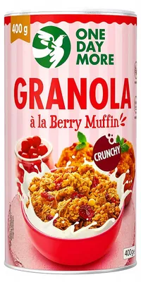 Produktbild von OneDayMore | Granola Berry Muffin | Mit Cranberries und weißer Schokolade Knuspermüsli 400 g