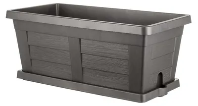 Image de Jardinière "Legno" en plastique - Gris anthracite - L 60 x l 30 x H 26 cm
