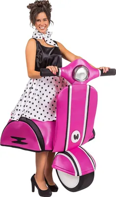 Vespa Kostüm Rollerfahrerin Rockabilly 60er pink Onesize für Damen Italienerin Gruppenkostüm Fasching Karneval Mottoparty