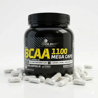 Produktbild von Olimp Nutrition BCAA Mega Caps, Kapsel, L-Isoleucin, L-Leucin, L-Valin, Vitamin B6, 300 Stück(e), 2:1:1, 399 kcal