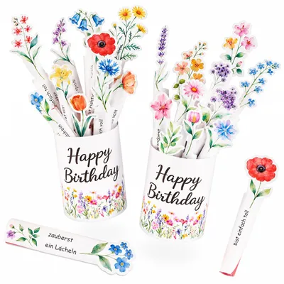 Dankeschön-Set mit Stickern und Bändern, 23-teilig, für Blumensträuße