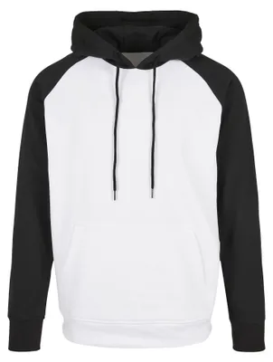 Produktbild von Build Your Brand - "Basic" Kapuzenpullover für Herren, Raglanärmel TN3021 (XL) (Weiß/Schwarz)