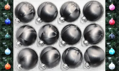 Produktbild von JACK 12x Glas Eislack Christbaumkugeln 6cm Thüringer Weihnachtskugeln Kugeln Anthrazit Eislack