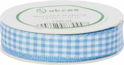 Image de BANDE DECORATION Ruban en tissu Ruban cadeau blanc et bleu à carreaux 12mm/10m