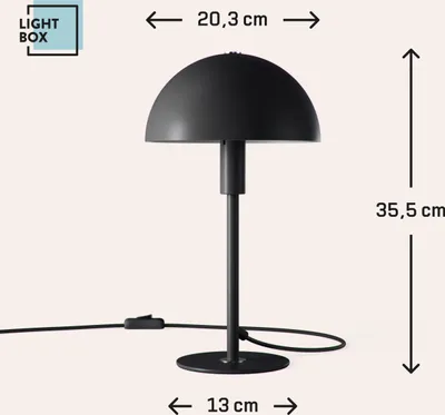 Produktbild von Lightbox Pilz-Tischlampe, 36 cm Höhe, Ø 20 cm, Home Office Schreibtischlampe mit Schalter, LED Lampe als Nachttischlampe & Schreibtisch Zubehör