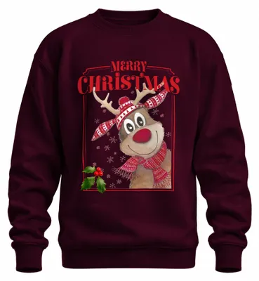 Immagine prodotto di Buon Natale Renna Rudolf - Regalo di Natale Maglione di Natale unisex, Borgogna, 3XL
