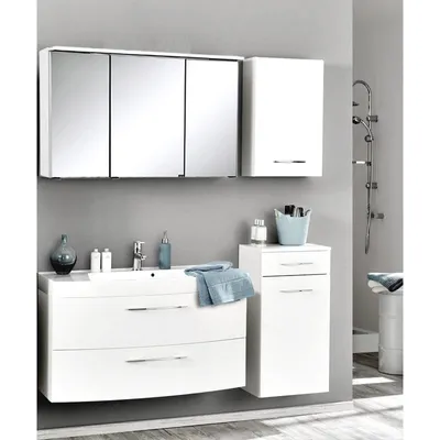 Produktbild von Badmöbel Set FLORIDO-03 Hochglanz weiß (4 teilig), B x H x T: ca. 155 x 200 x 47 cm